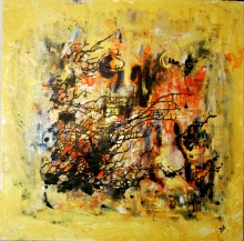 45.2  AU DELA DE LA FORET   2008 MIXTE SUR TOILE 100 x 100