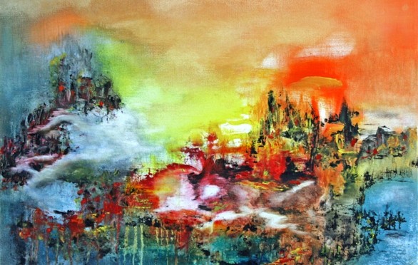 LE CHATEAU DES BRUMES 2009 HUILE SUR TOILE 60 x 74
