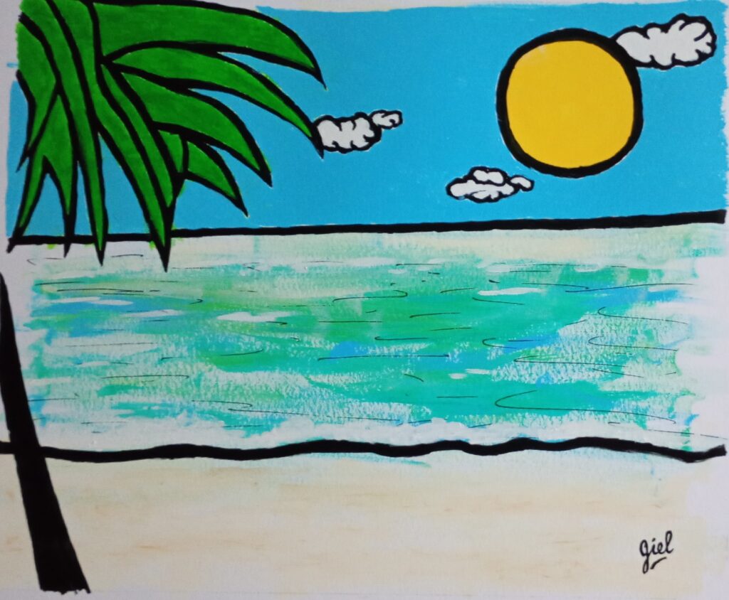 CARAïBES - acrylique/papier 21 x 27 cm