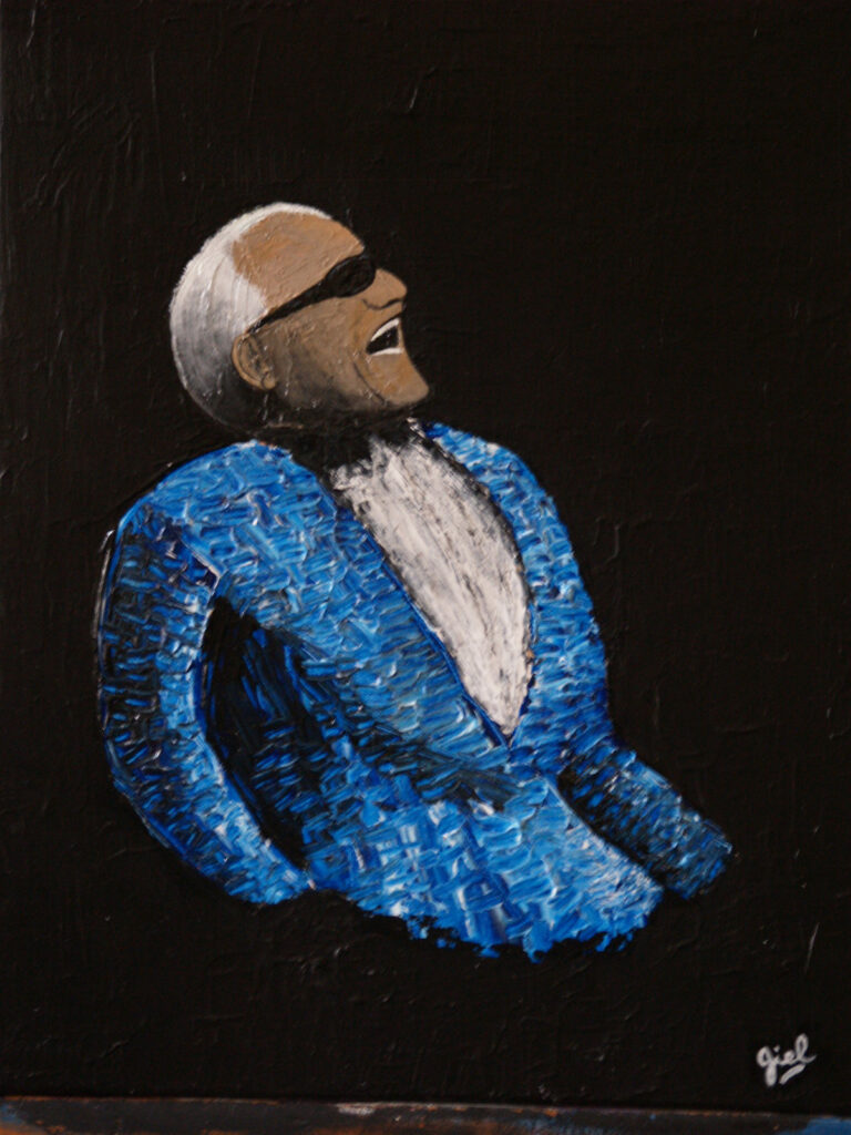 RAY CHARLES - huile/toile 50 X 40 cm