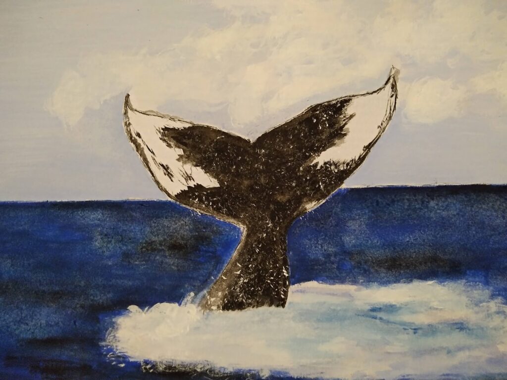 PLONGEON - acrylique/papier 27 x 29 cm