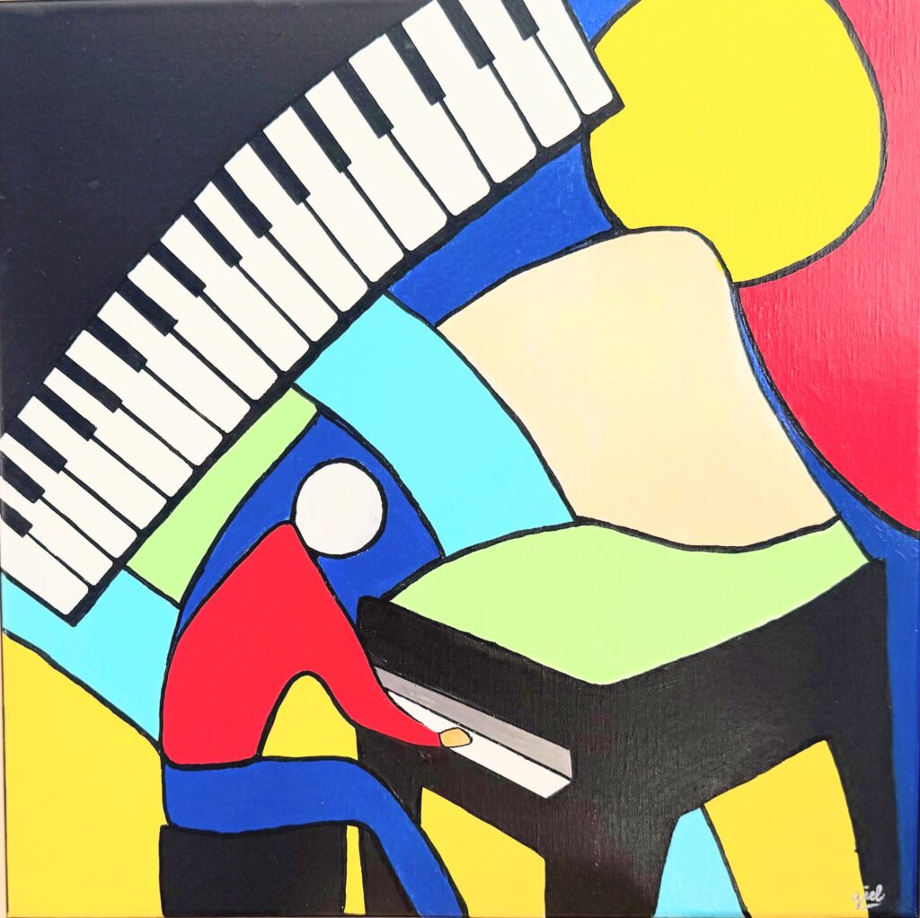 LE PIANISTE - acrylique/toile 50 x 50 cm
